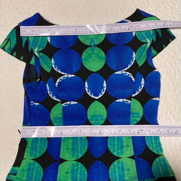 Joseph Ribkoff Midi Knit Dress in Bold Graphic Pattern | Cap Sleeves - Picture 6 of 16